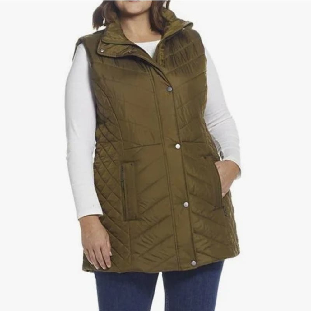 Weatherproof Womens Quilted Longline Snap Zip Vest Size 2X